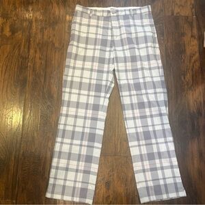 Nike Golf Tour Performance dri fit Gray Plaid pant w/ Red Stripes Men Size 35X32
